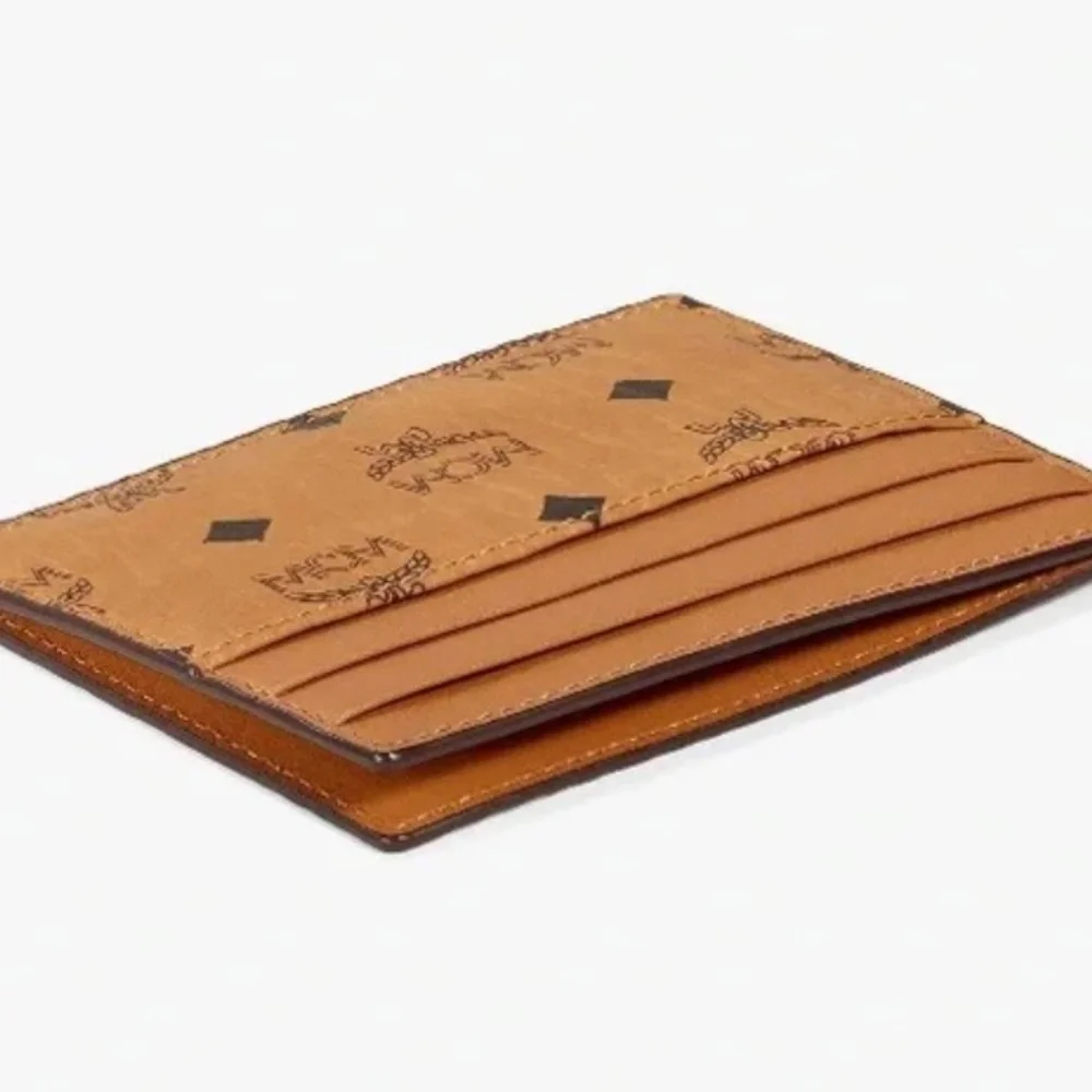 MCM Cognac Brown Logo Card Holder